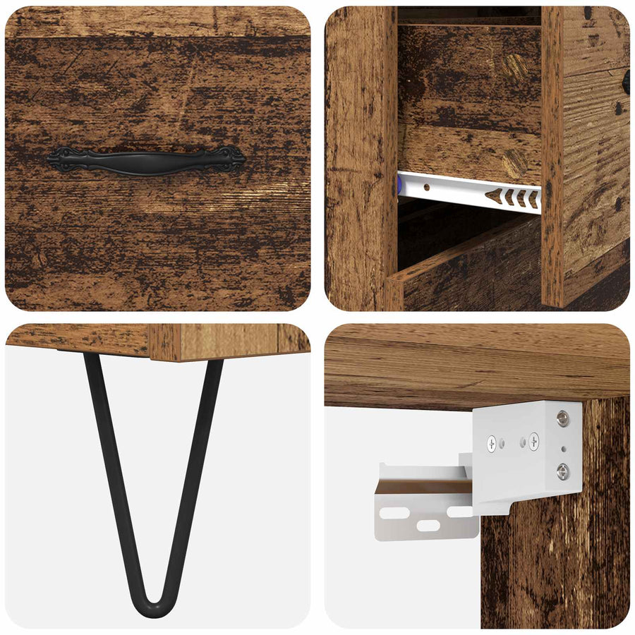 Hoge kast met lade Oud Hout 69,5 x 32,5 x 180 cm Bewerkt hout