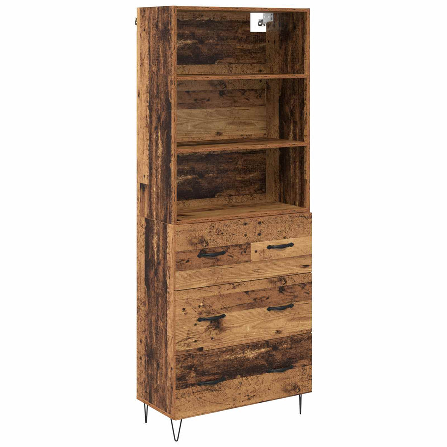Hoge kast met lade Oud Hout 69,5 x 32,5 x 180 cm Bewerkt hout
