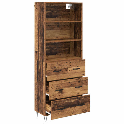 Hoge kast met lade Oud Hout 69,5 x 32,5 x 180 cm Bewerkt hout