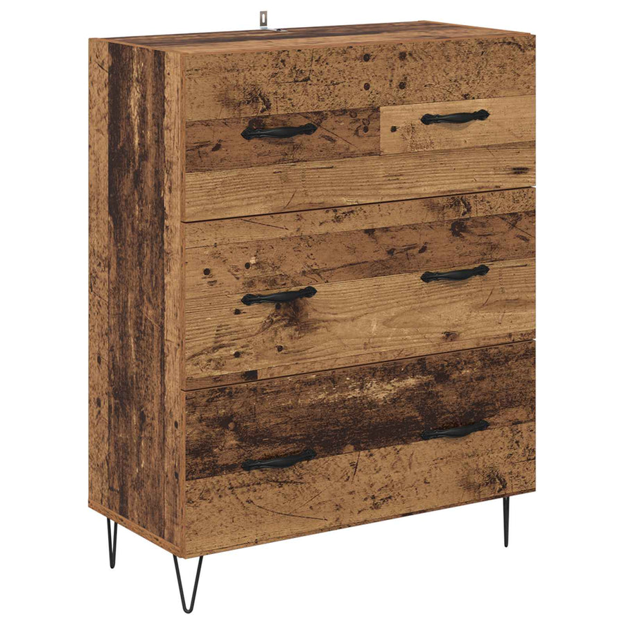 Hoge kast met lade Oud Hout 69,5 x 32,5 x 180 cm Bewerkt hout