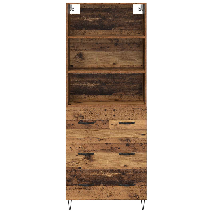 Hoge kast met lade Oud Hout 69,5 x 32,5 x 180 cm Bewerkt hout