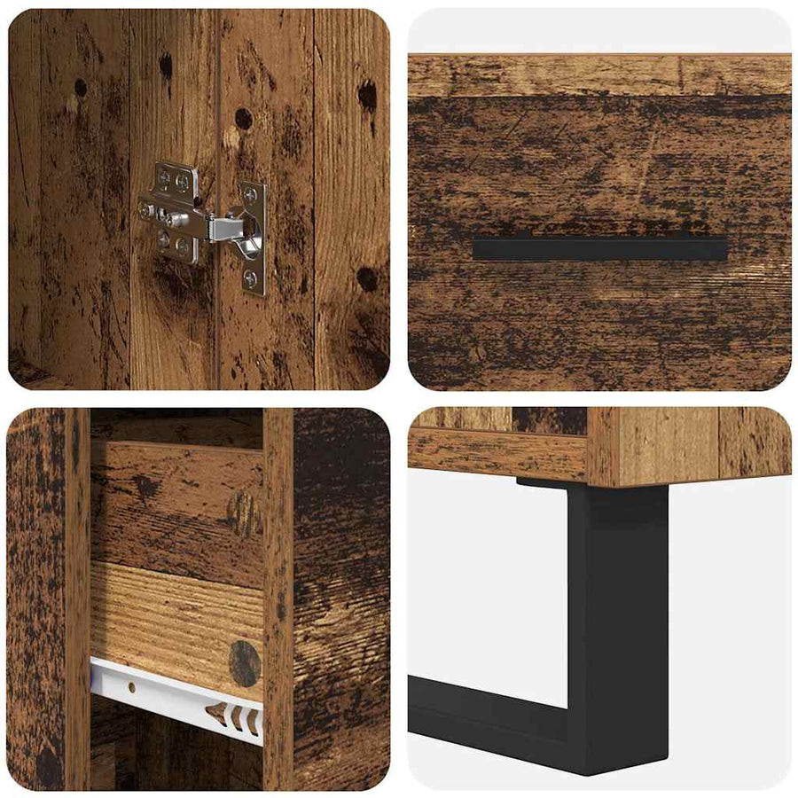 Highboard met lade Oud Hout 34,5 x 34 x 180 cm Bewerkt hout