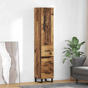 Highboard 34,5x34x180 cm oud hout bewerkt hout