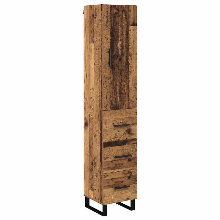 Highboard met lade Oud Hout 34,5 x 34 x 180 cm Bewerkt hout