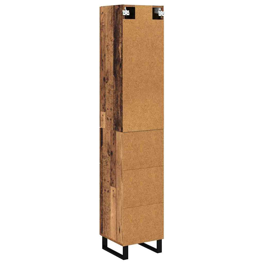 Highboard met lade Oud Hout 34,5 x 34 x 180 cm Bewerkt hout