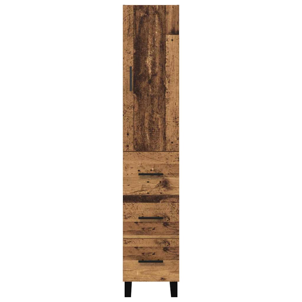 Highboard met lade Oud Hout 34,5 x 34 x 180 cm Bewerkt hout