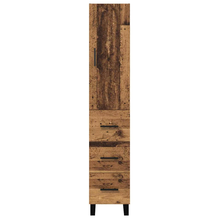 Highboard met lade Oud Hout 34,5 x 34 x 180 cm Bewerkt hout