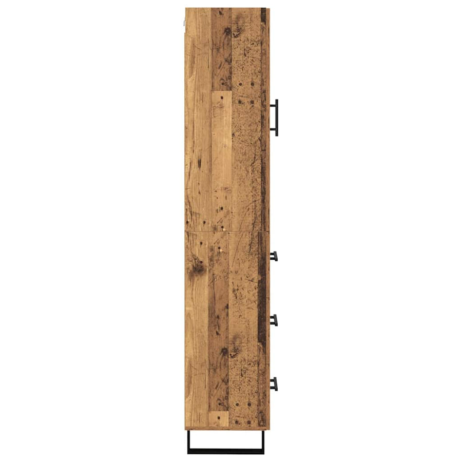 Highboard met lade Oud Hout 34,5 x 34 x 180 cm Bewerkt hout