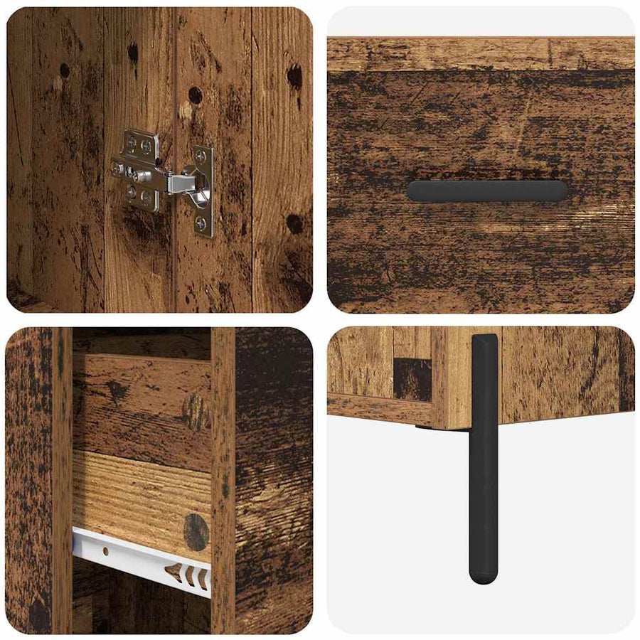 Highboard met lade Oud Hout 34,5 x 34 x 180 cm Bewerkt hout