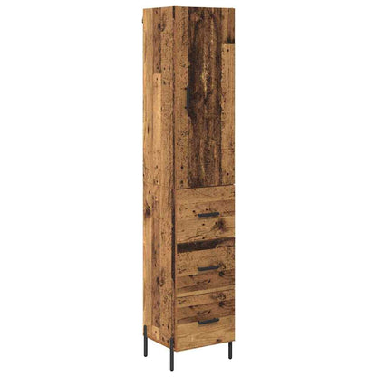 Highboard met lade Oud Hout 34,5 x 34 x 180 cm Bewerkt hout