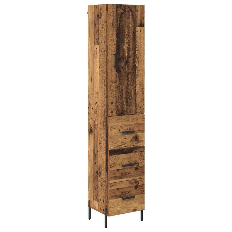 Highboard met lade Oud Hout 34,5 x 34 x 180 cm Bewerkt hout