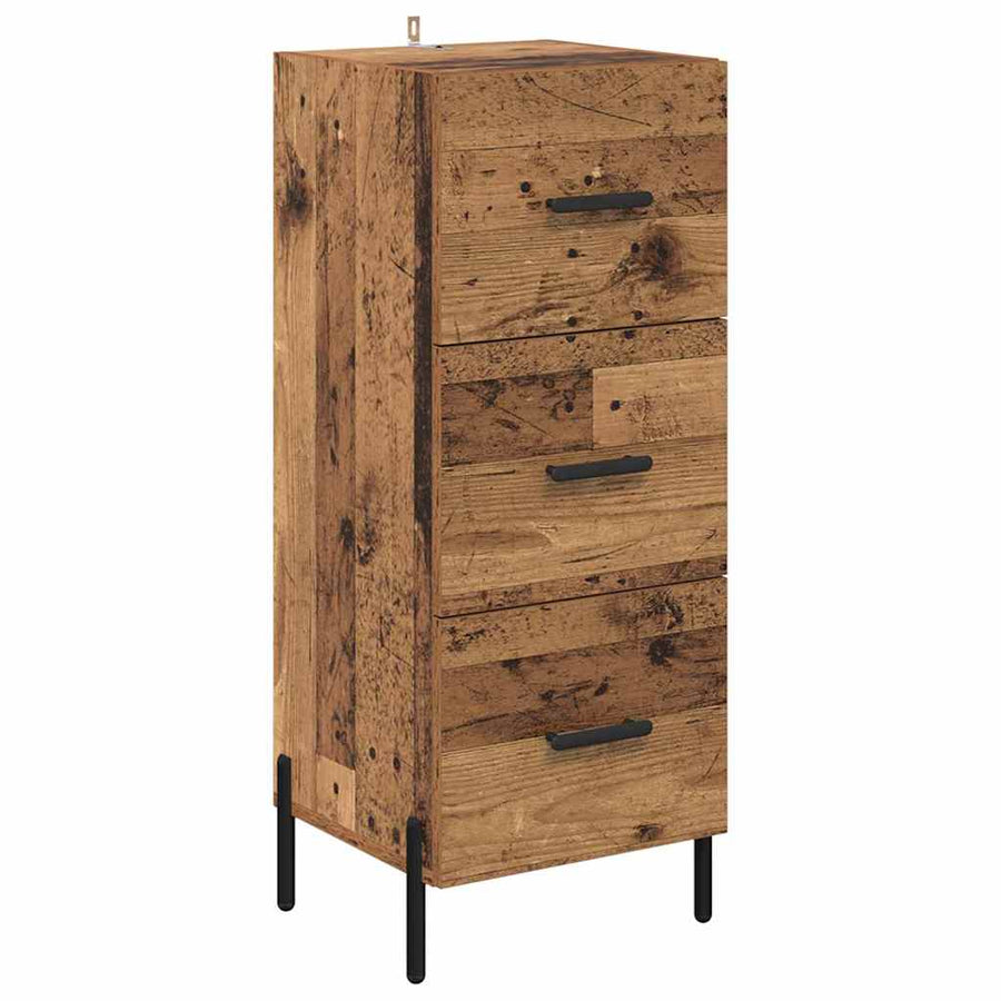 Highboard met lade Oud Hout 34,5 x 34 x 180 cm Bewerkt hout