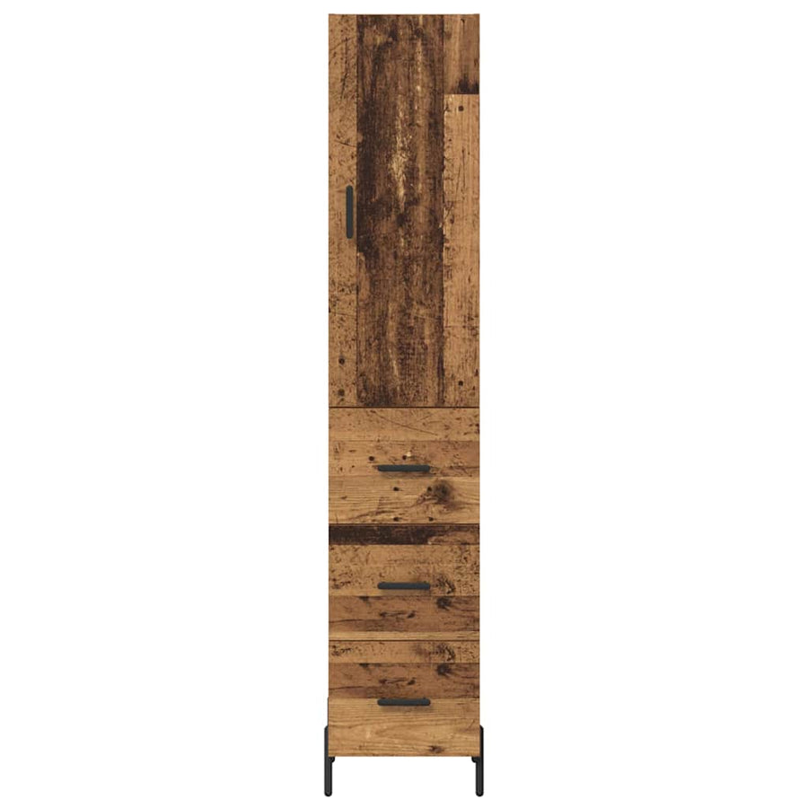 Highboard met lade Oud Hout 34,5 x 34 x 180 cm Bewerkt hout