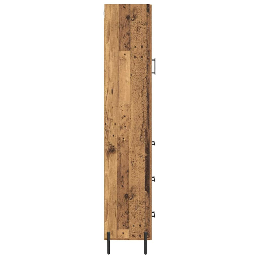 Highboard met lade Oud Hout 34,5 x 34 x 180 cm Bewerkt hout