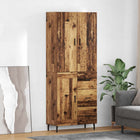 Tall Cabinet with Drawer 2 pcs Old Wood Engineered Wood and Glass
