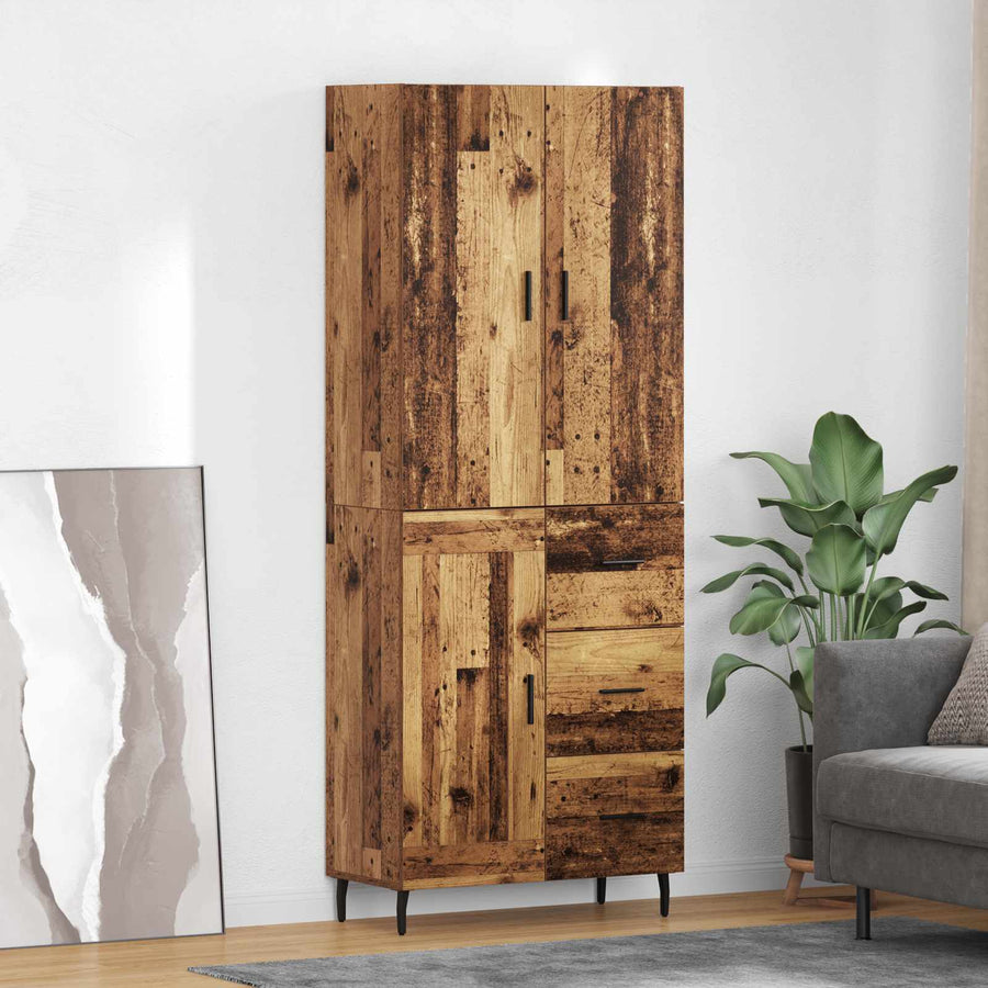 Hoge kast Oud Hout 69,5 x 34 x 180 cm Geengineerd Hout en Glas