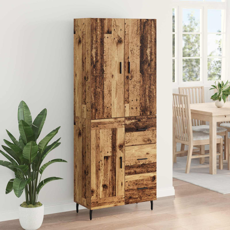 Hoge kast Oud Hout 69,5 x 34 x 180 cm Geengineerd Hout en Glas