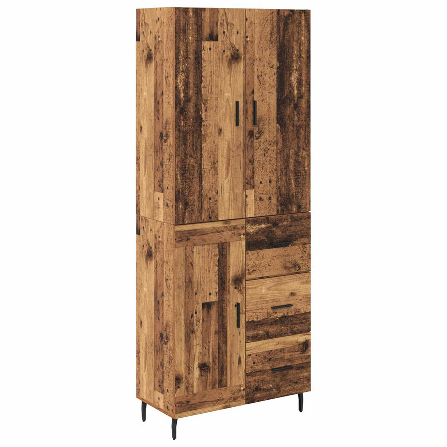 Hoge kast Oud Hout 69,5 x 34 x 180 cm Geengineerd Hout en Glas