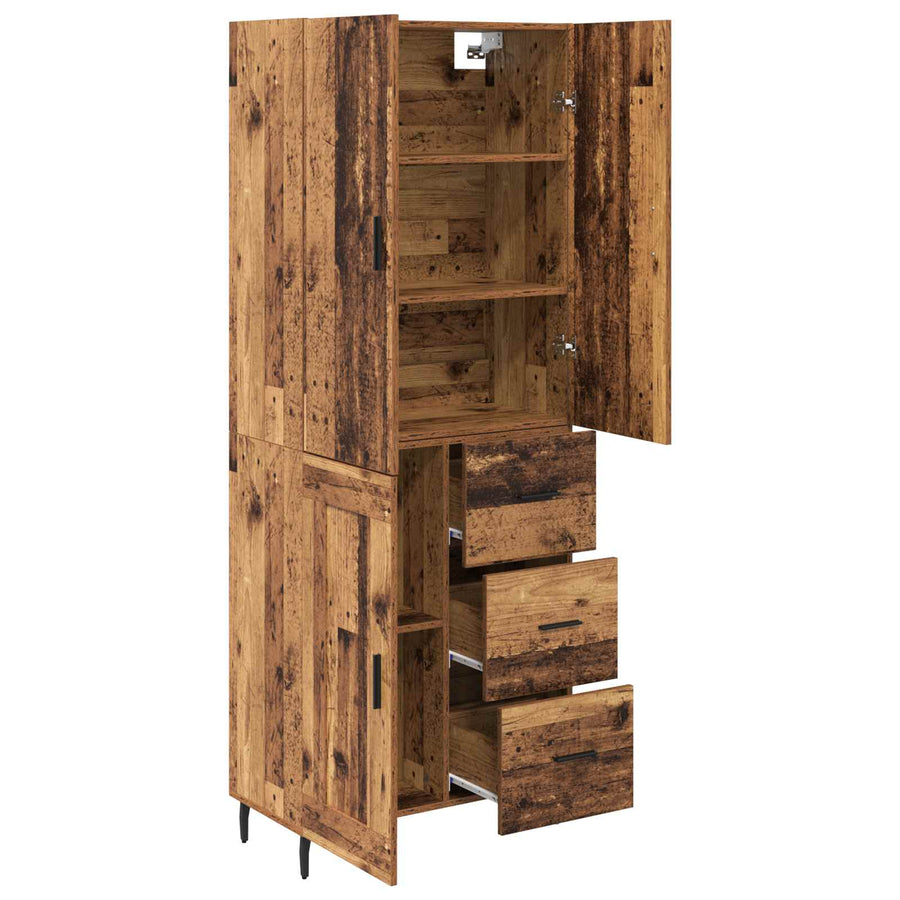 Hoge kast Oud Hout 69,5 x 34 x 180 cm Geengineerd Hout en Glas
