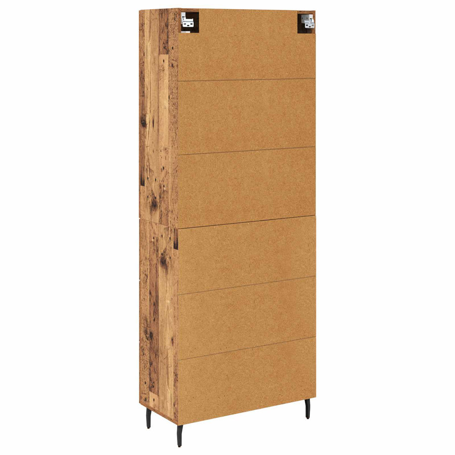Hoge kast Oud Hout 69,5 x 34 x 180 cm Geengineerd Hout en Glas