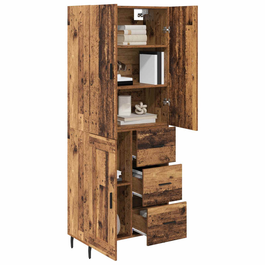 Hoge kast Oud Hout 69,5 x 34 x 180 cm Geengineerd Hout en Glas