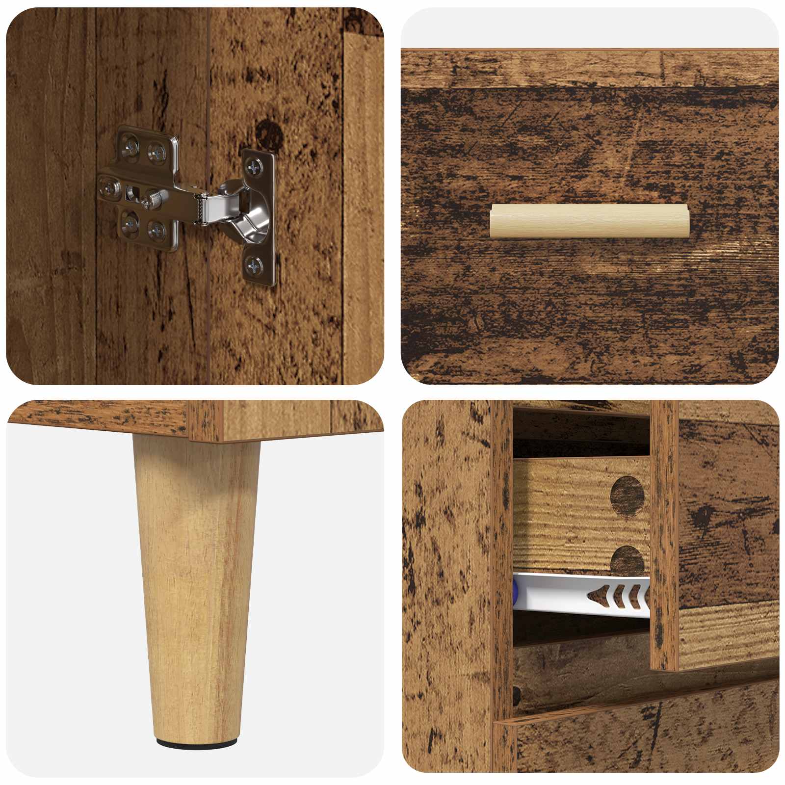 Hoge kast met lade Oud Hout 69,5 x 32,5 x 180 cm Bewerkt hout