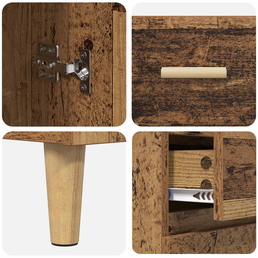 Hoge kast met lade Oud Hout 69,5 x 32,5 x 180 cm Bewerkt hout