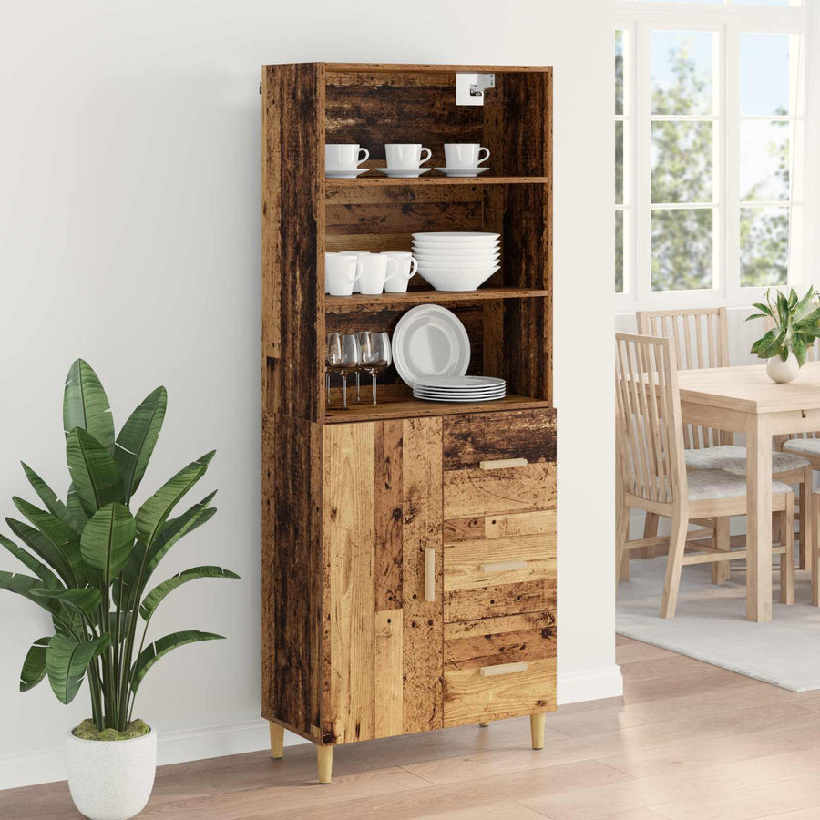 Hoge kast met lade Oud Hout 69,5 x 32,5 x 180 cm Bewerkt hout