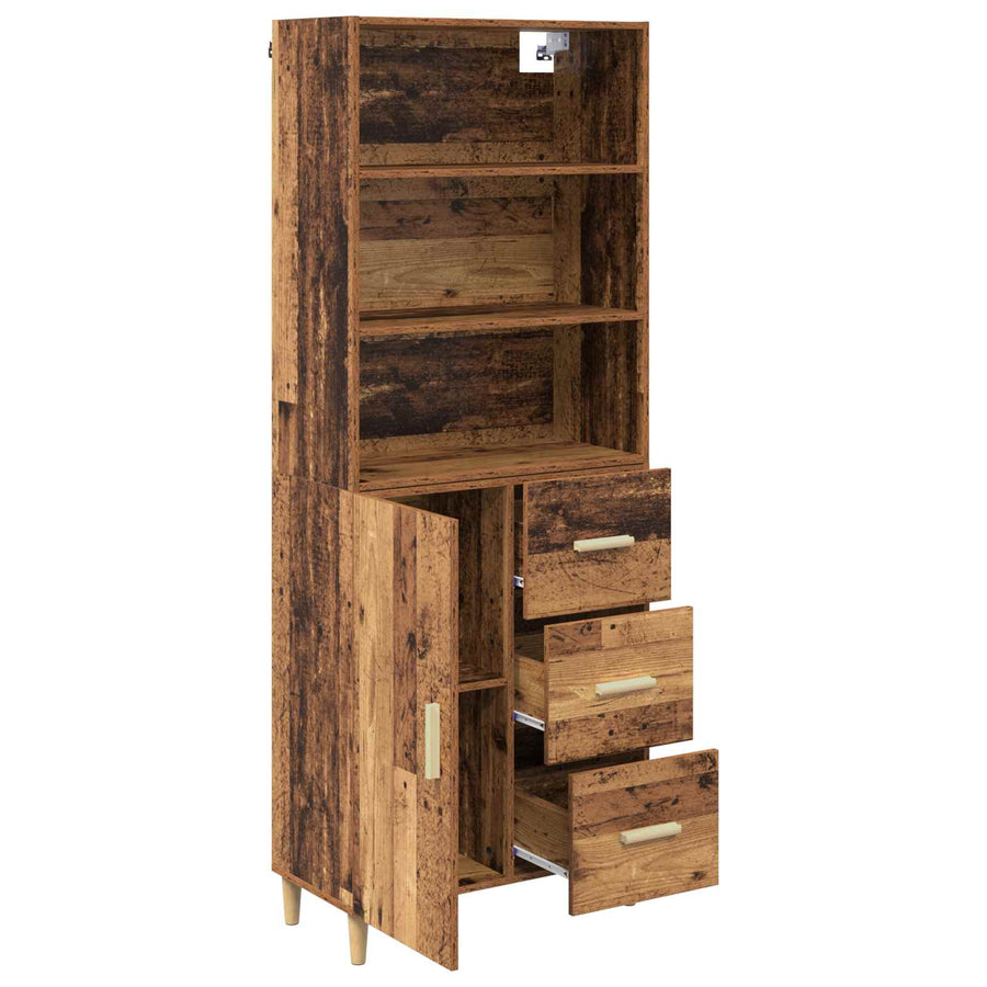 Hoge kast met lade Oud Hout 69,5 x 32,5 x 180 cm Bewerkt hout