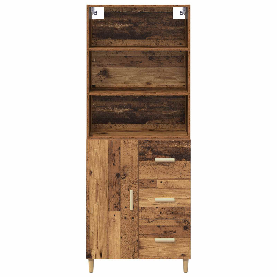 Hoge kast met lade Oud Hout 69,5 x 32,5 x 180 cm Bewerkt hout