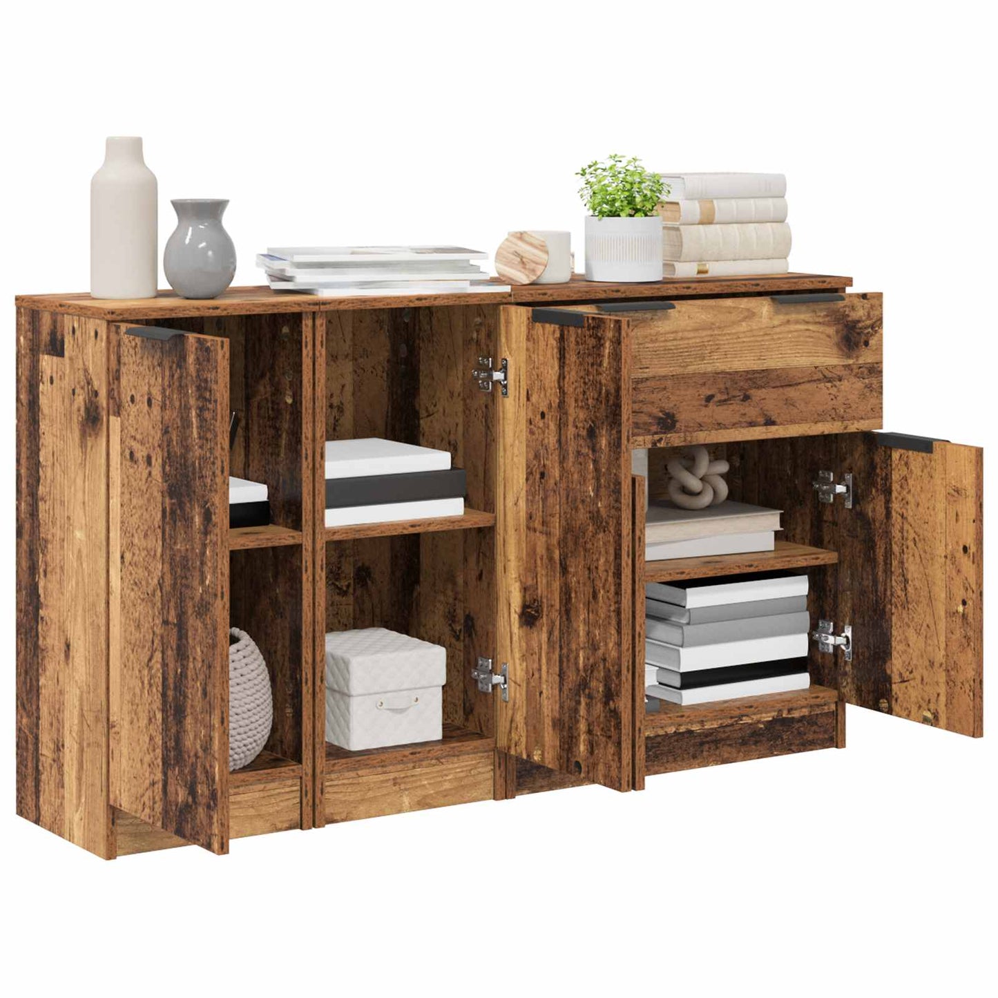 Dressoir met lade 3 pcs Oud Hout Bewerkt hout