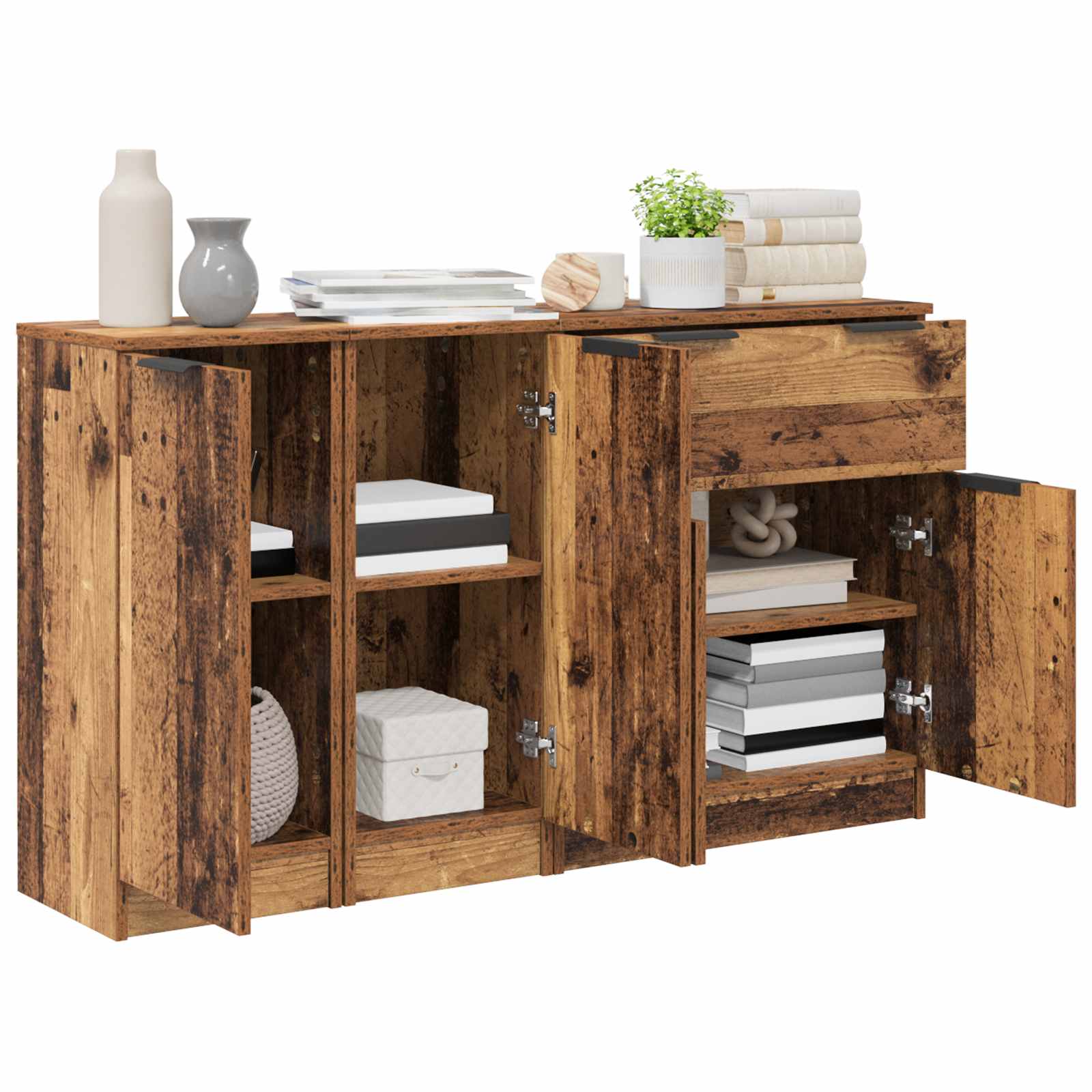 Dressoir met lade 3 pcs Oud Hout Bewerkt hout