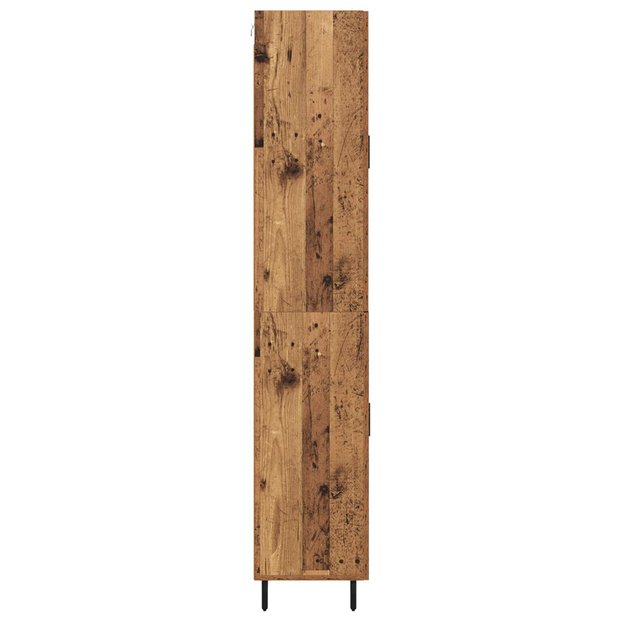 Hoge kast met lade 2 pcs Oud Hout Geengineerd Hout en Glas