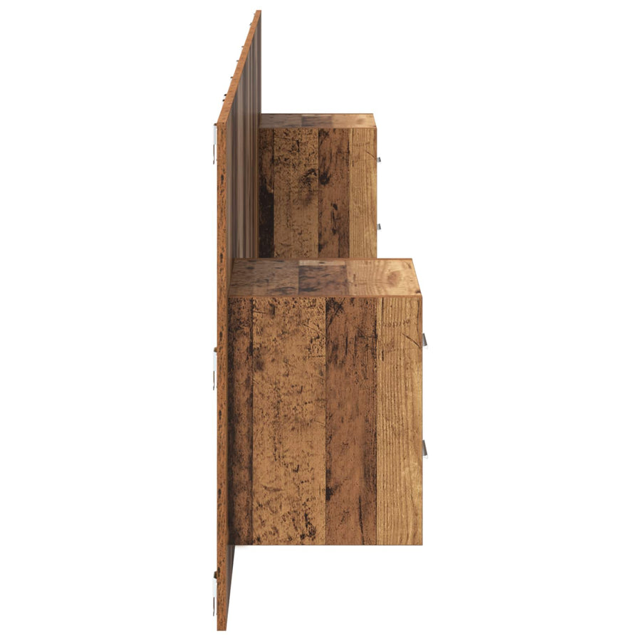 Hoofdbord Met Kast met lade 3 pcs Oud Hout Bewerkt hout