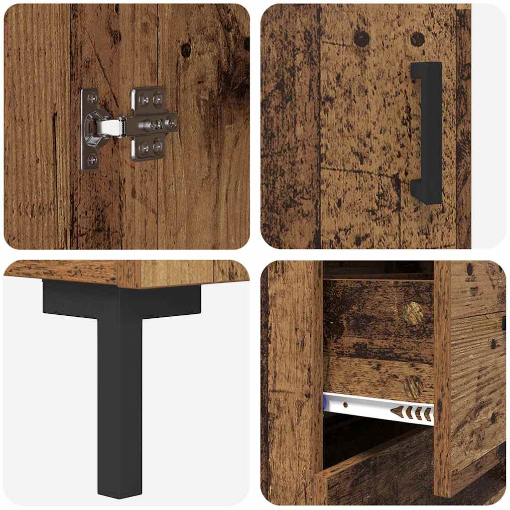 Highboard met lade Oud Hout 69,5 x 34 x 180 cm Bewerkt hout