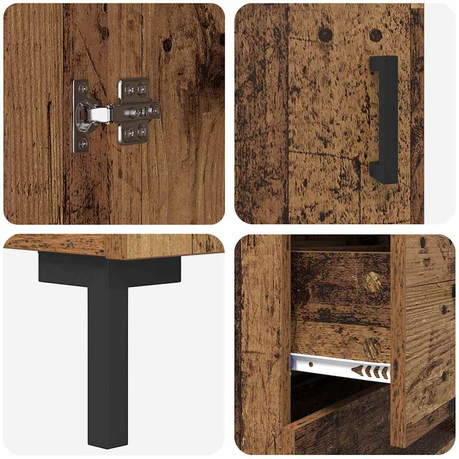 Highboard met lade Oud Hout 69,5 x 34 x 180 cm Bewerkt hout