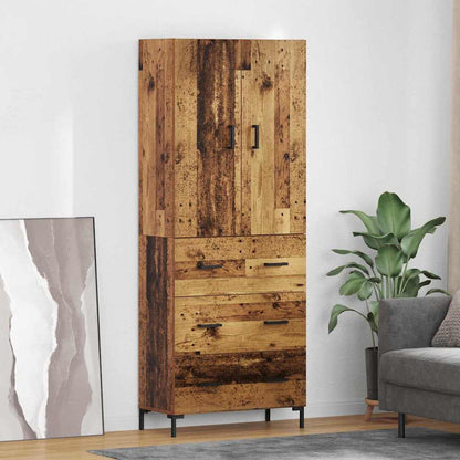 Highboard met lade Oud Hout 69,5 x 34 x 180 cm Bewerkt hout