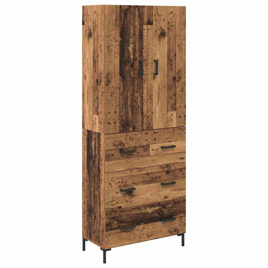 Highboard met lade Oud Hout 69,5 x 34 x 180 cm Bewerkt hout