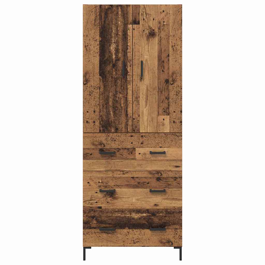 Highboard met lade Oud Hout 69,5 x 34 x 180 cm Bewerkt hout