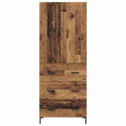Highboard met lade Oud Hout 69,5 x 34 x 180 cm Bewerkt hout