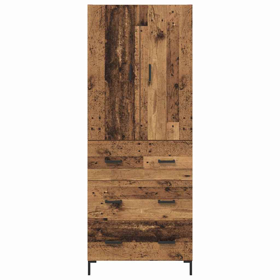 Highboard met lade Oud Hout 69,5 x 34 x 180 cm Bewerkt hout