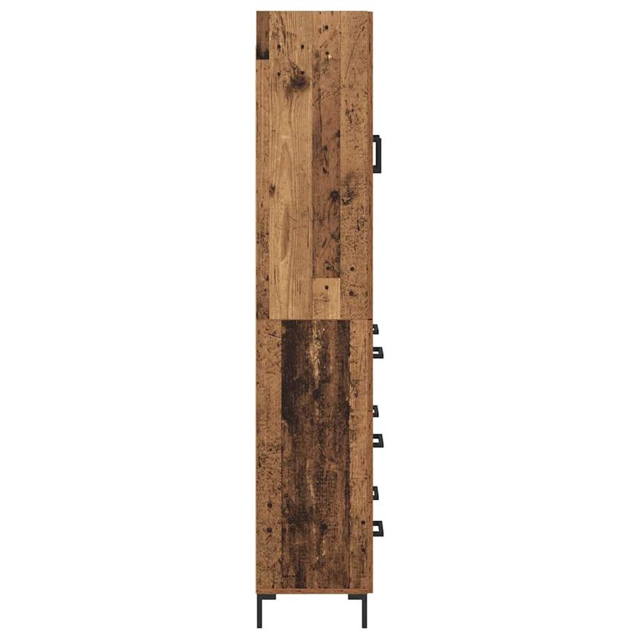 Highboard met lade Oud Hout 69,5 x 34 x 180 cm Bewerkt hout