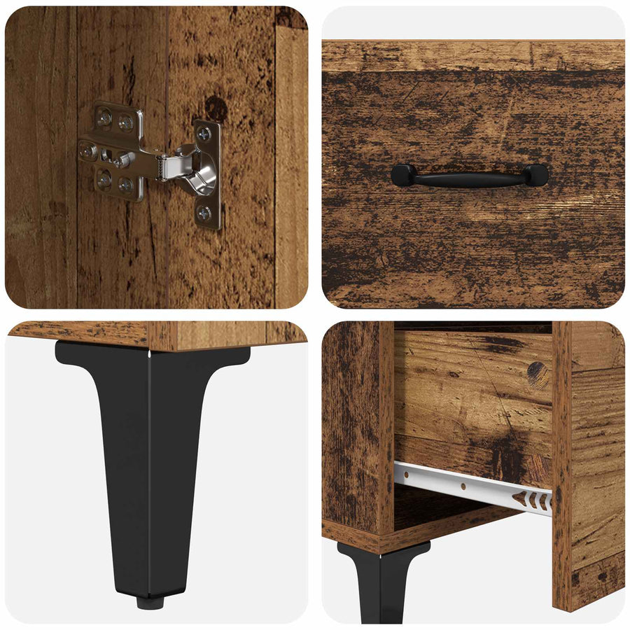 Hoge kast met lade Oud Hout 69,5 x 34 x 180 cm Bewerkt hout