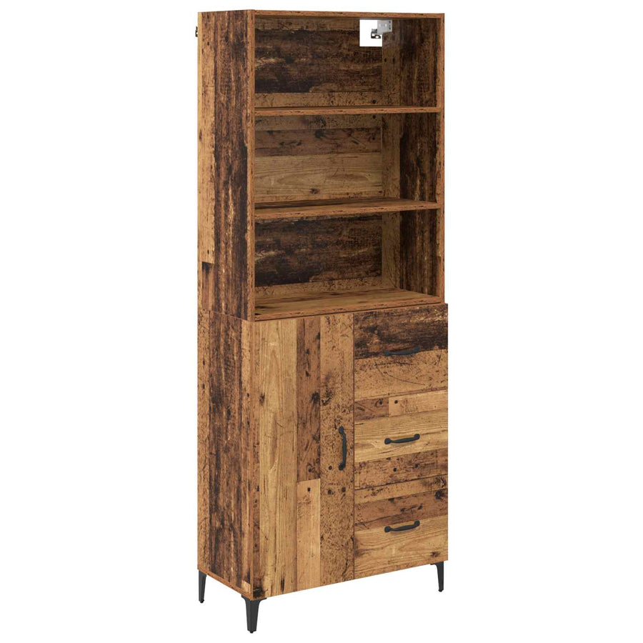 Hoge kast met lade Oud Hout 69,5 x 34 x 180 cm Bewerkt hout
