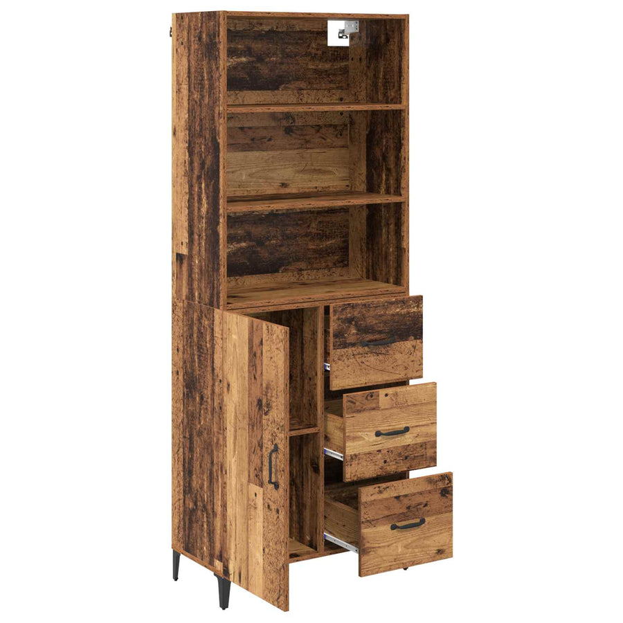 Hoge kast met lade Oud Hout 69,5 x 34 x 180 cm Bewerkt hout