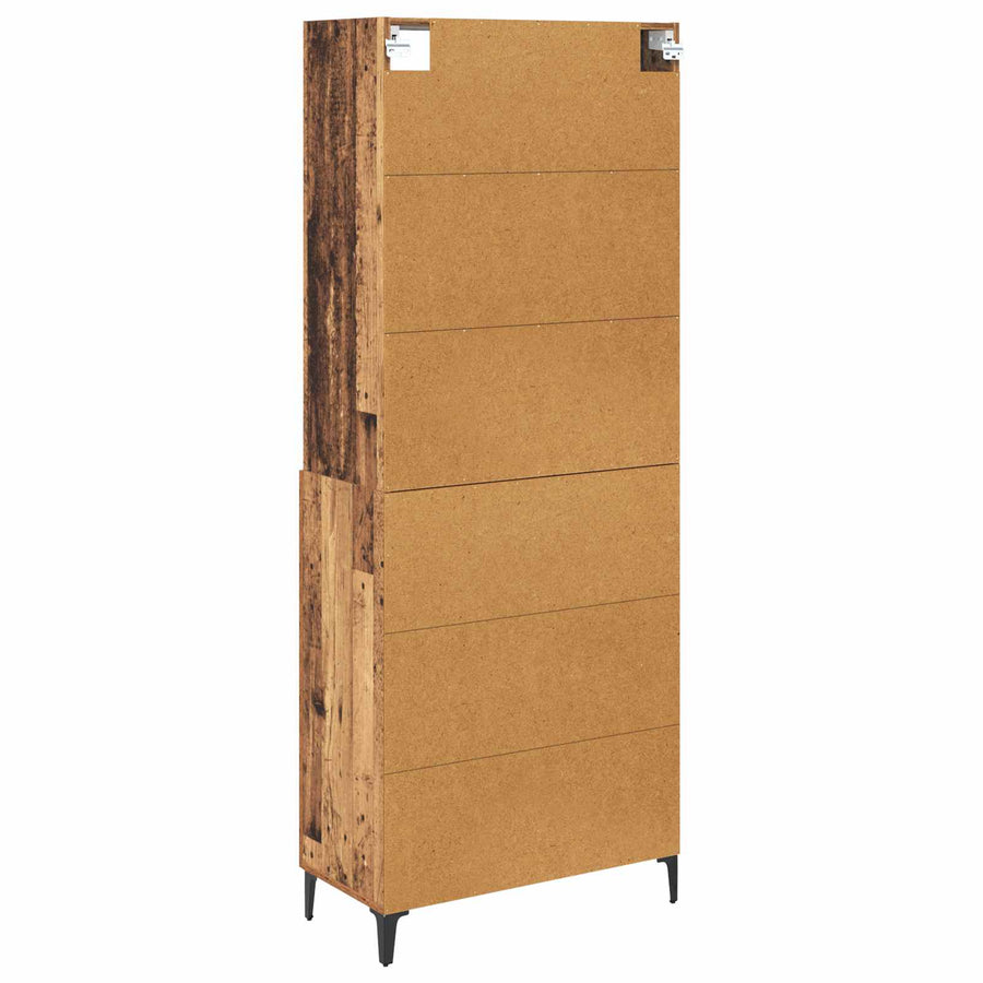 Hoge kast met lade Oud Hout 69,5 x 34 x 180 cm Bewerkt hout