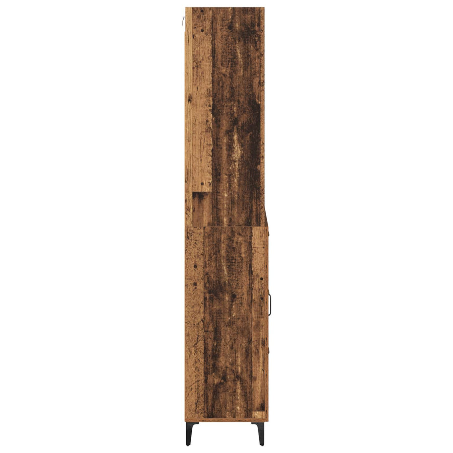 Hoge kast met lade Oud Hout 69,5 x 34 x 180 cm Bewerkt hout