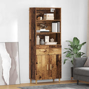 Hoge kast met lade 69,5x32,5x180 cm bewerkt hout