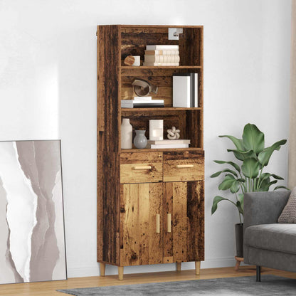 Hoge kast met lade Oud Hout 69,5 x 32,5 x 180 cm Bewerkt hout