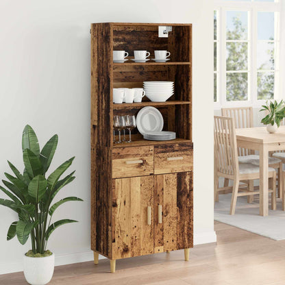 Hoge kast met lade Oud Hout 69,5 x 32,5 x 180 cm Bewerkt hout
